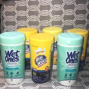6 bottles hand disinfecting cleaning wipes Wet One